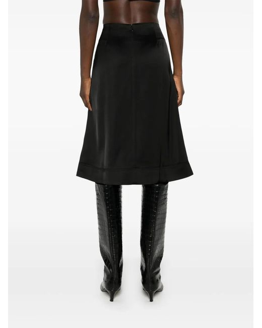 Totême Black Panelled Satin Midi Skirt