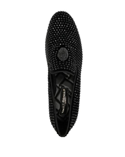 Kurt Geiger Black Ace Stud Crystal-Embellished Loafers for men