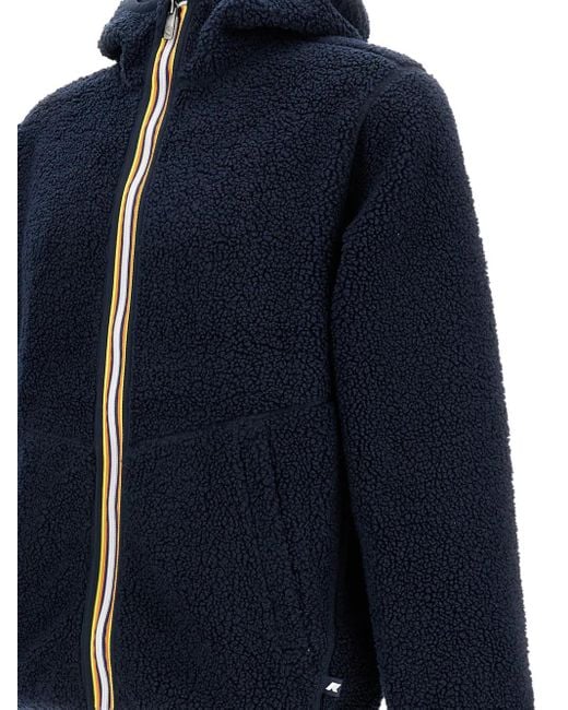 K-Way Blue Hooded Sherpa Fleece Jacket for men