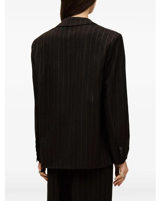 Ba&sh Black Hocee Pinstripe Single-Breasted Blazer