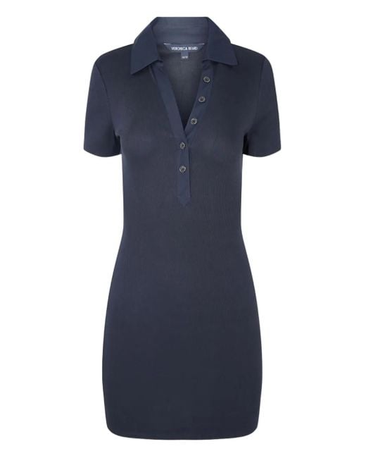 Veronica Beard Blue Bailey Short-Sleeve Polo Dress