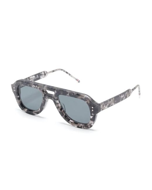 Thom Browne Gray Pilot-Frame Sunglasses