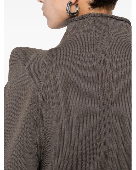 Rick Owens Brown Funnel-Neck Wool Sweater