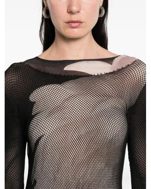 Yohji Yamamoto Gray Robe Mi-Longue À Manches Longues