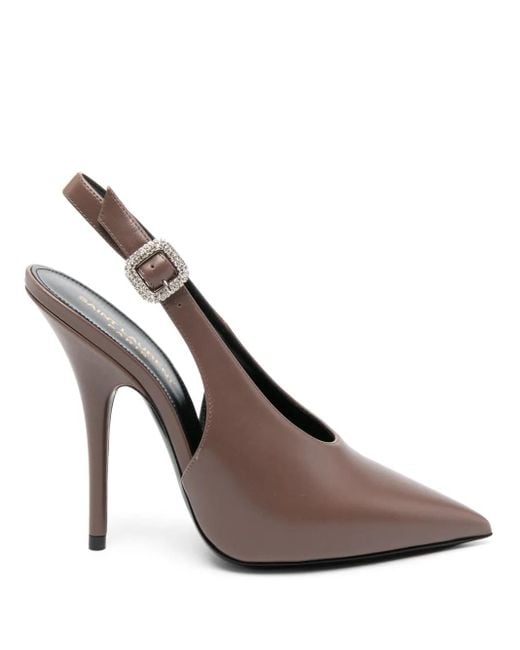 Saint Laurent Brown Yasmeen 125Mm Slingback Pumps