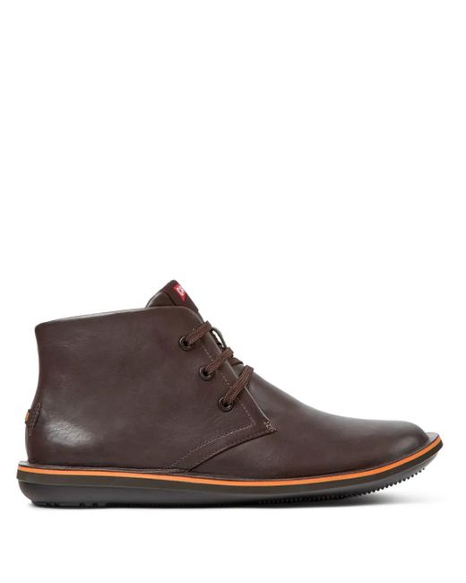Camper Brown Beetle Lace-Up Leather Boots for men