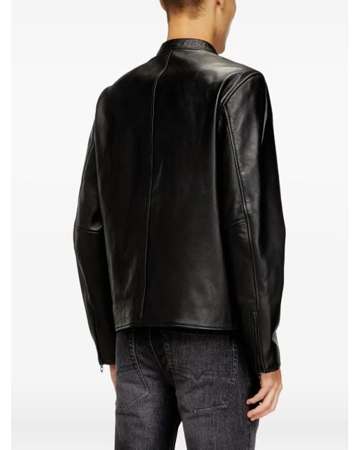 DIESEL Lederjacke mit Logo-Prägung in Black für Herren
