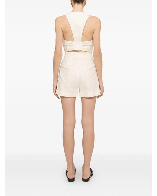Nissa Natural High-Waisted Striped Shorts