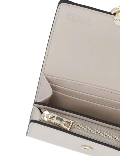 Furla Gray Logo-Engraved Foldover Wallet