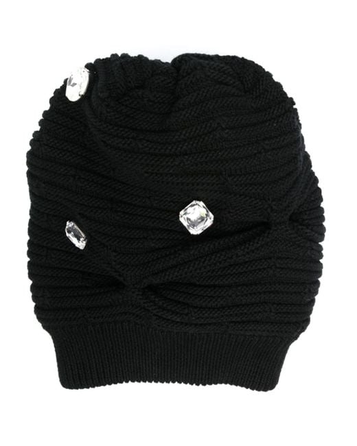 Moschino Black Crystal-embellished Cotton Beanie