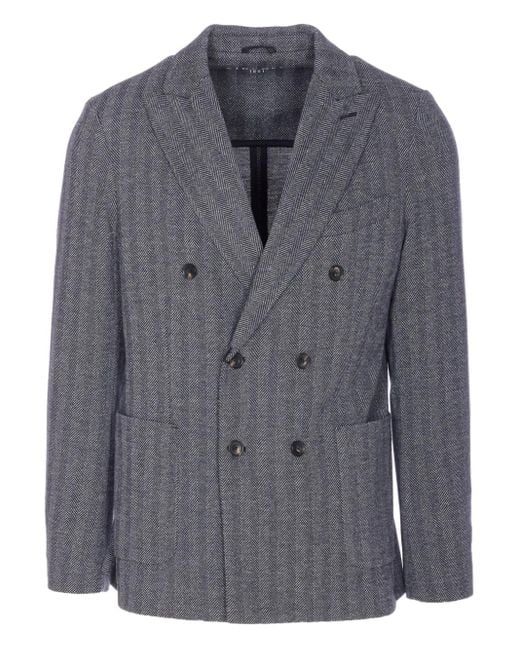 Circolo 1901 Gray Double-Breasted Chevron Jacket for men