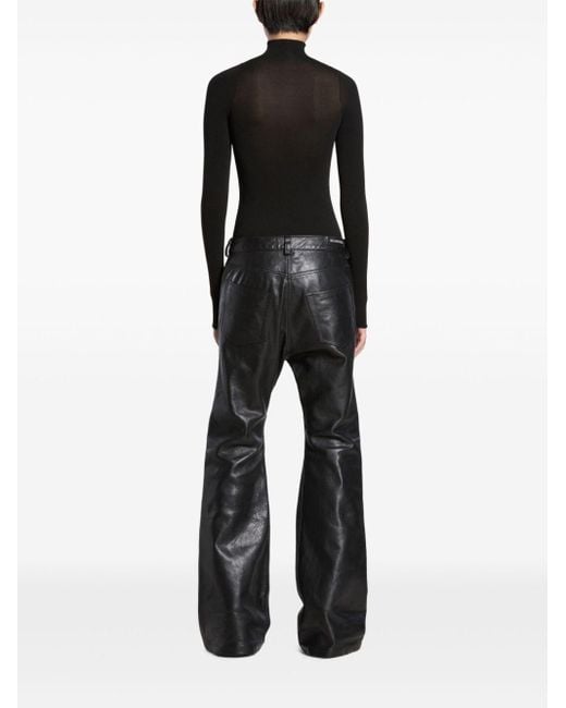 Balenciaga Black Flared Leather Trousers