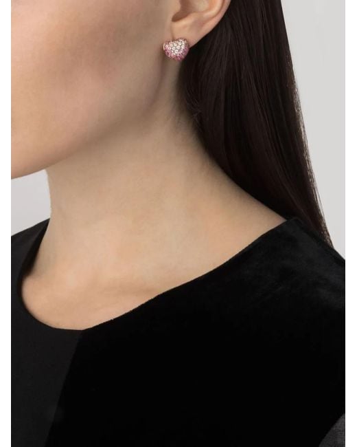 Leo Pizzo White 18Kt Rose Diamond Shaded Sapphire Amore Earrings