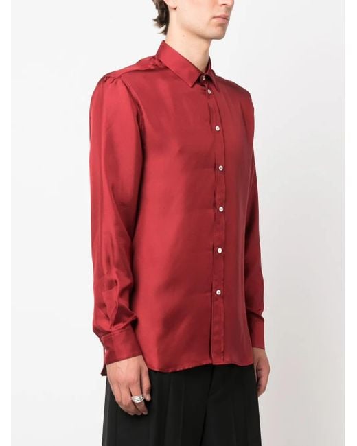 MODES GARMENTS Red Buttoned Silk Shirt