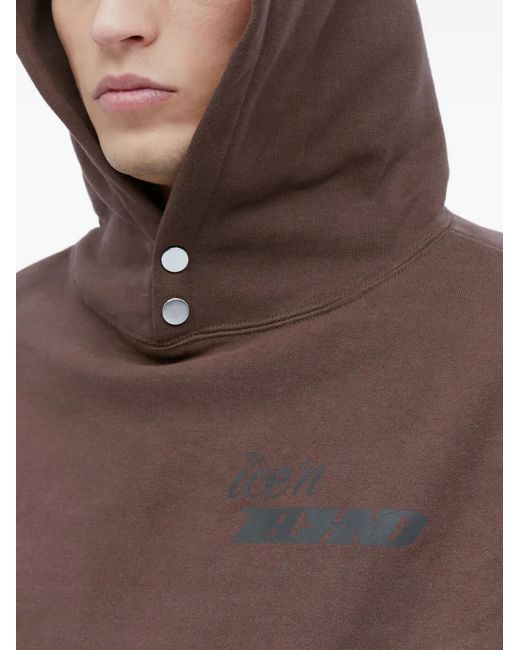 Ice & Techno Brown Logo Print Hoodie for men