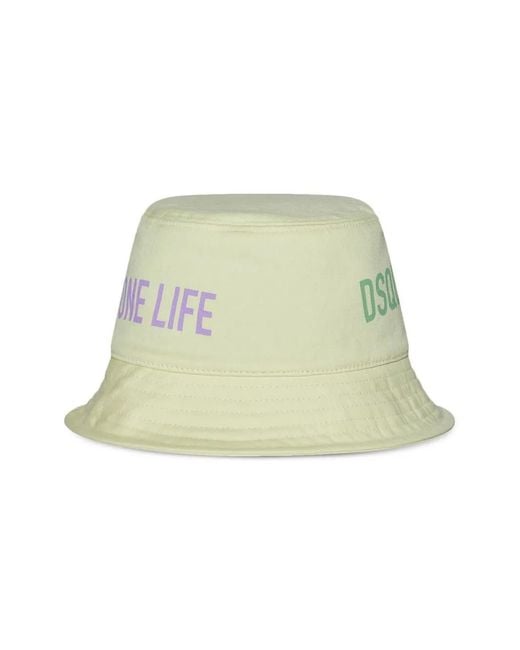DSquared² Green Logo-Print Bucket Hat for men