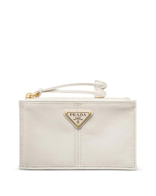 Prada Natural Leather Card Holder With Zipper