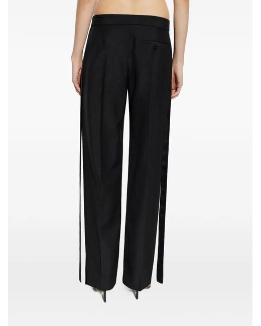 McQueen Black Satin-Trim Draped Trousers