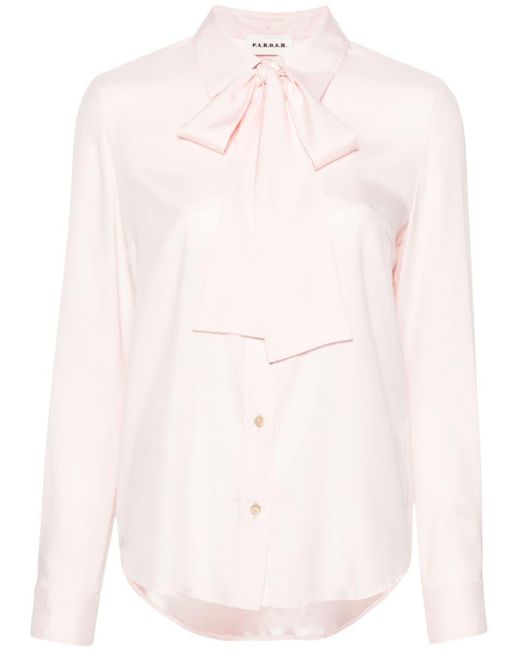 P.A.R.O.S.H. Pink Pussy-bow Silk Shirt