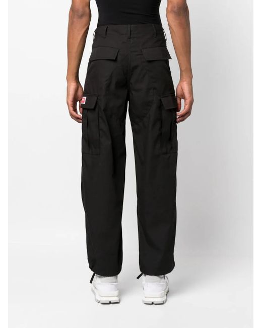 KENZO Black Cotton Cargo Trousers for men