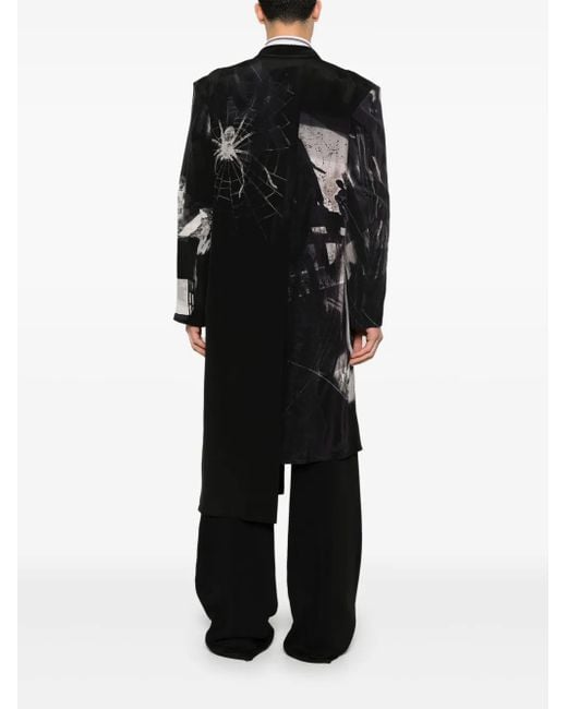 Yohji Yamamoto Black Printed Coat for men