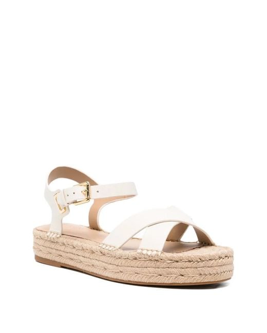 Ralph Lauren Natural Espadrilles Compensées À Brides Croisées