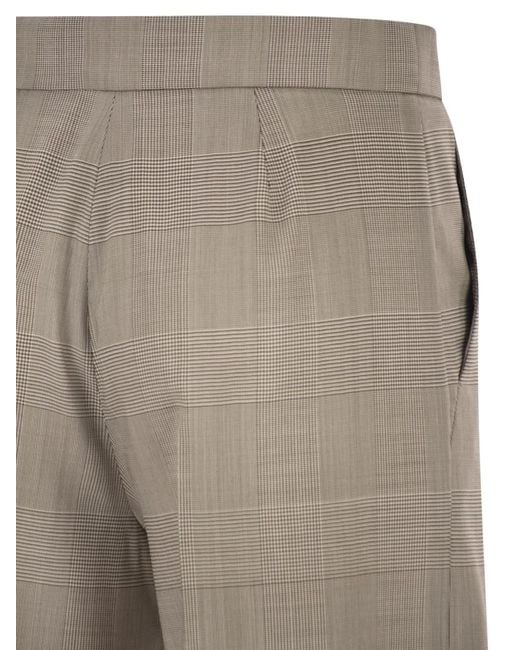 Max Mara Natural Pantalon En Laine Vierge À Carreaux Prince De Galles