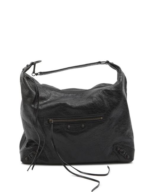 Balenciaga Black Le City Medium Leather Hobo Bag