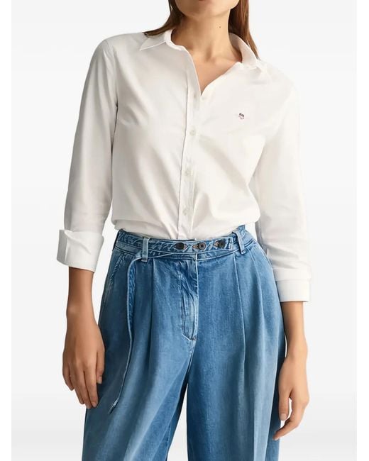 Gant White Buttoned Logo Shirt