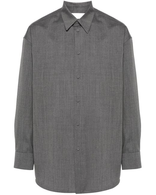 Jil Sander Gray Textured Wool Overshirt for men