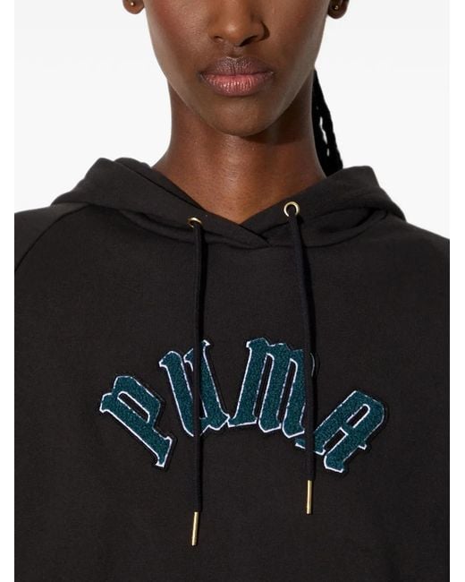 PUMA Black Hoodie À Logo Appliqué