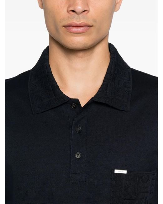Ferragamo Black Logo-Plaque Polo Shirt for men