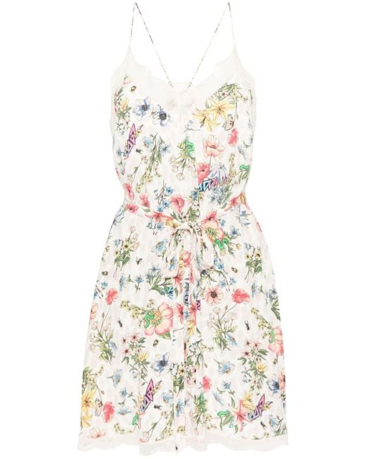 Slip dress corto con estampado Ristys Twisted Garden Zadig & Voltaire de color White