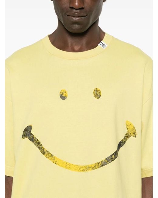 Maison Mihara Yasuhiro Smily Face-Print T-Shirt in Yellow