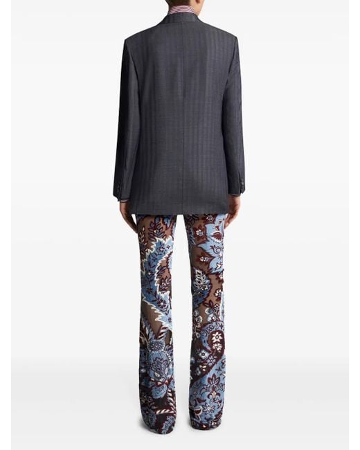 Etro Blue Wool Double Breasted Jacket