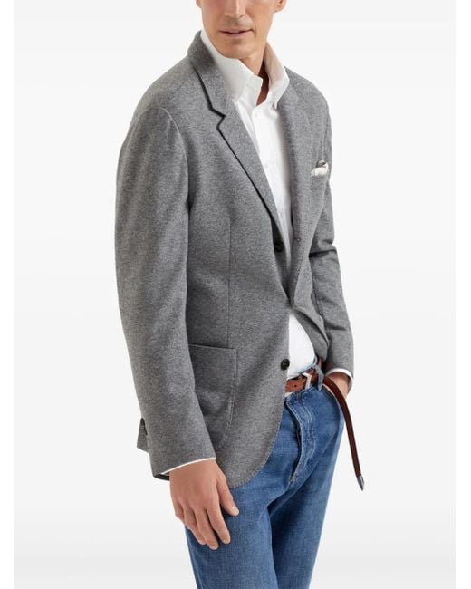 Brunello Cucinelli Gray Wool Single-Breasted Jacket for men