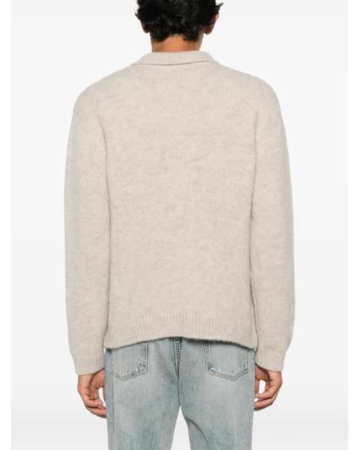 sunflower White Button-Up Collared Sweater for men