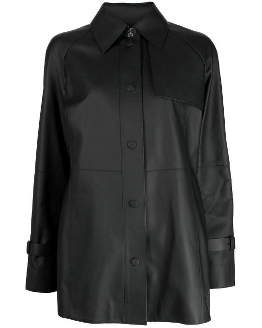 Fendi Black Belted Leather Shirt