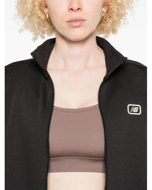 New Balance Black Zip-Up Striped-Cuff Jacket