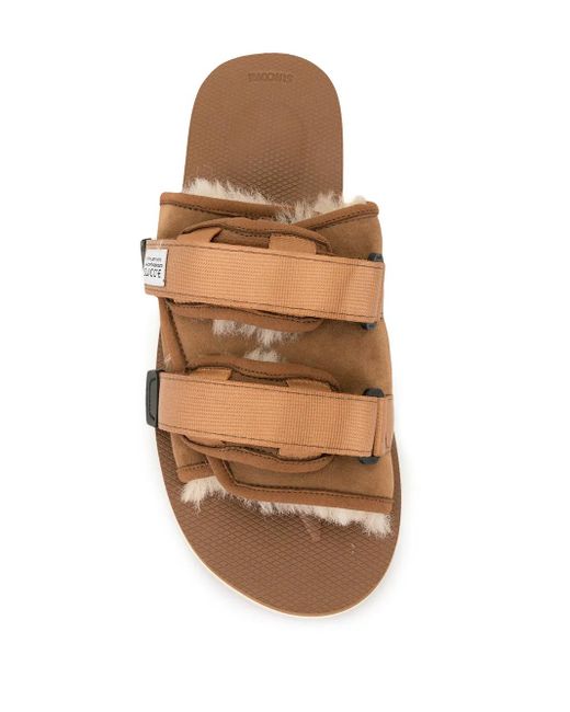 Suicoke Brown Flat Touch Strap Sandals for men