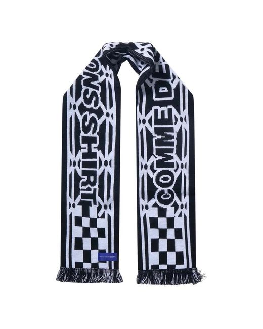 Comme des Garçons Blue Intarsia-Knit Fringed Scarf for men