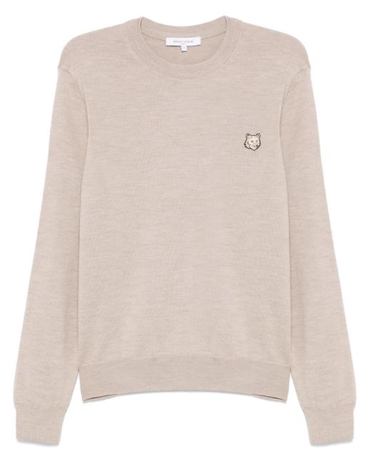 Maison Kitsuné Maison Kitsune 'Bold Fox Head Wool Wollspringer in Natural für Herren