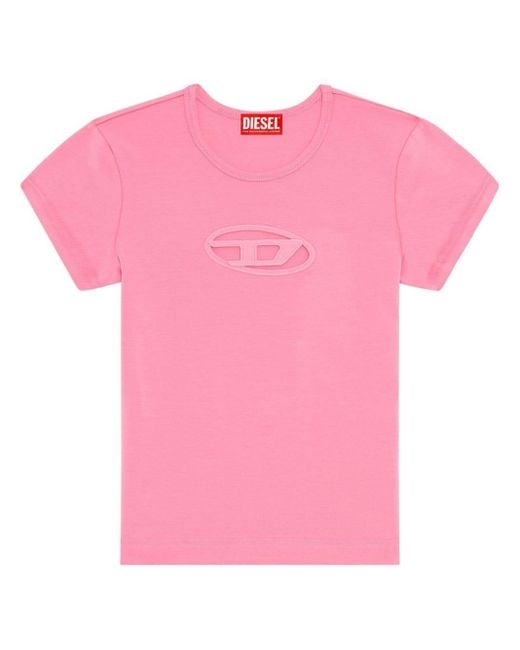 DIESEL T-angie Katoenen T-shirt in het Pink