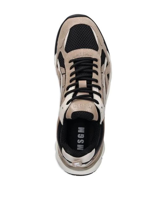 MSGM Black Panelled Lace-Up Sneakers