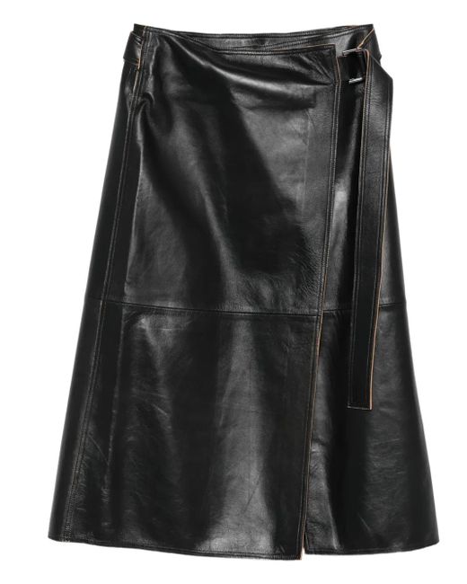 Calvin Klein ラップレザースカート Black