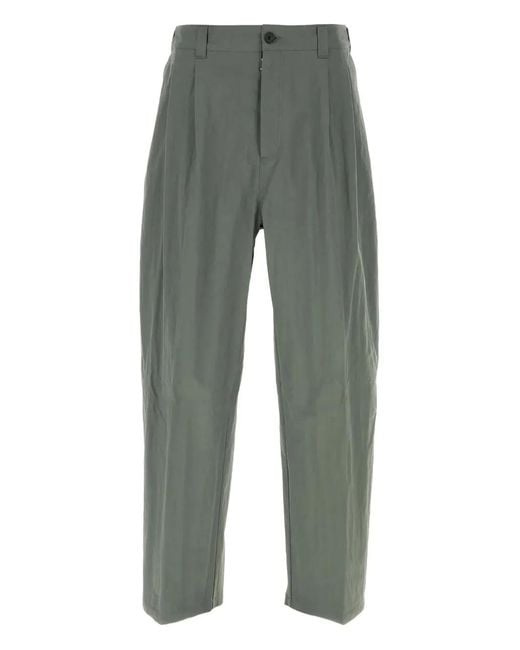 Maison Margiela Gray Pleated Plaid-Insert Trousers for men