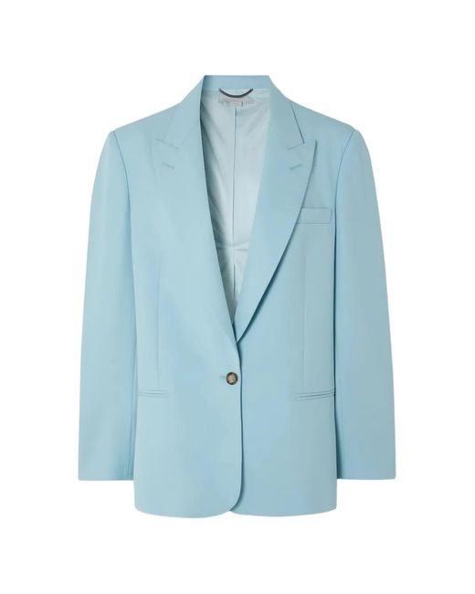 Stella McCartney Blue Oversized Wool-Gabardine Blazer