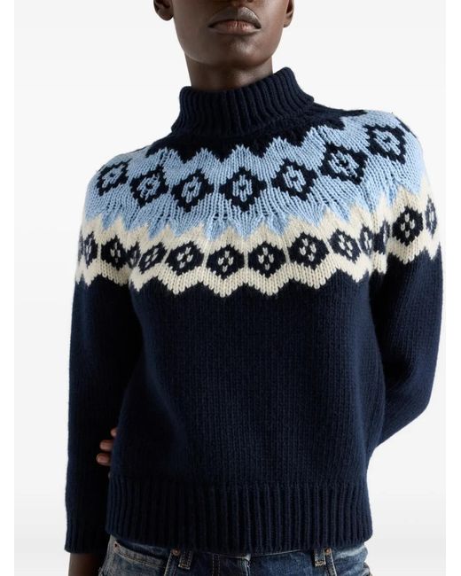 Prada Intarsia Sweater in het Blue