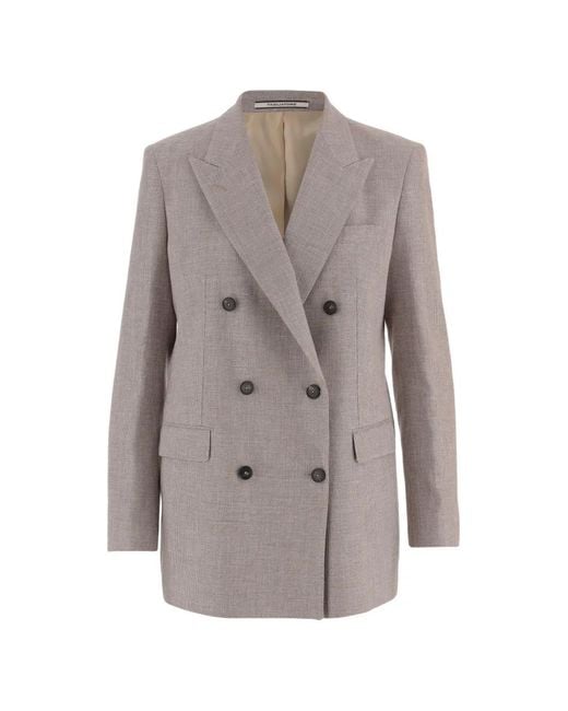 Tagliatore Gray Peaked Lapels Double-Breasted Jacket