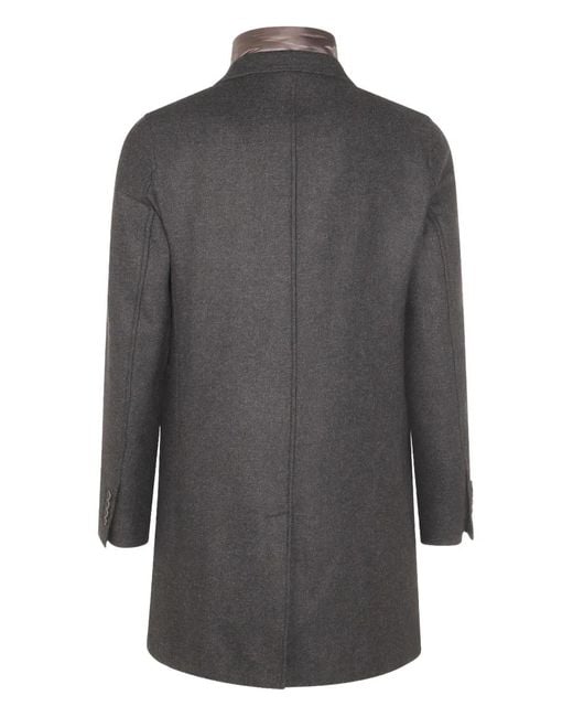 Herno Gray Single-Breasted Layered Coat for men